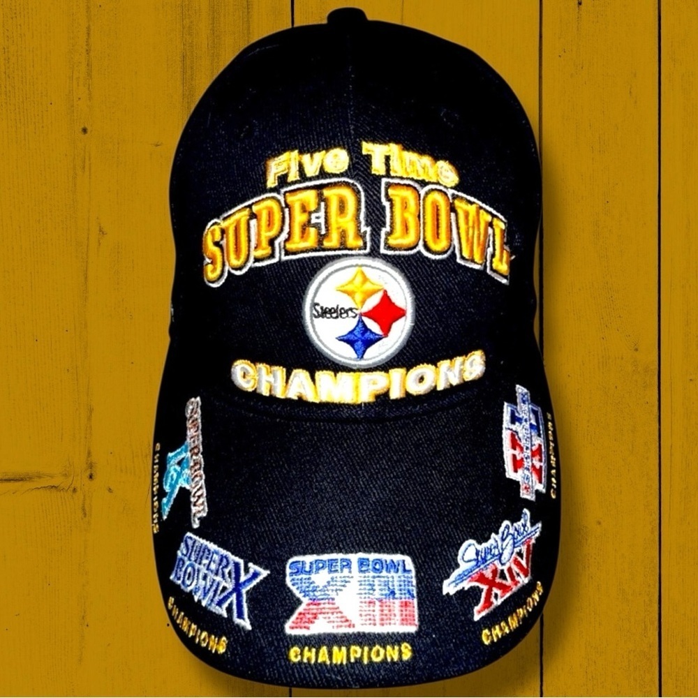 Vintage Reebok Pittsburgh Steelers 5 Time Super Bowl Champions Hat OSFA - Picture 4 of 16